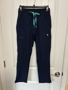 Figs Yola W/Yoga Waistband Lined Petite In Blue Size XXS   26” x 28”